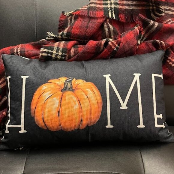 HOME Thanksgiving Pillow Cover.  Long 12x20" inch size  NWT - Picture 1 of 4